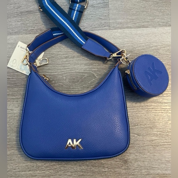 NWT Ann Klein Shoulder Bag Convertible Shoulder Bag with Web Strap in Saddle - Picture 2 of 6